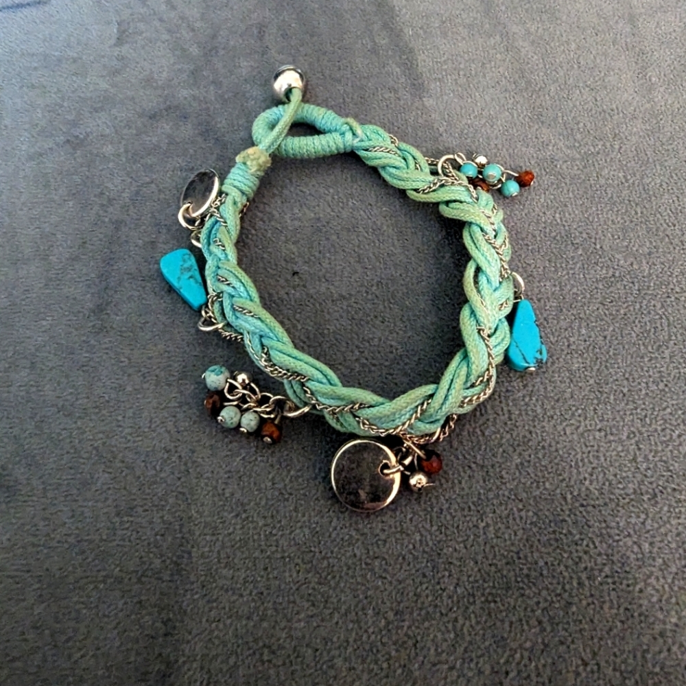 Boho Turquoise Wowen Charm bracelet